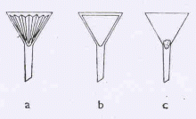 Filtran zazen (a-skldan filtr, b-hladk filtr, c-filtrace chomkem vaty)